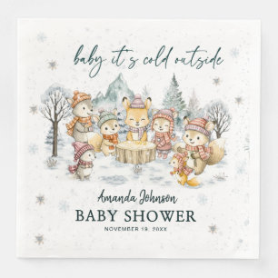 Baby Its Cold Outside Winter Woodland Baby Shower Napkin