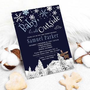 Baby its cold outside wonderland winter boy shower invitation