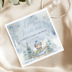 Baby It's Cold Outside Woodland Bear Paper Napkin