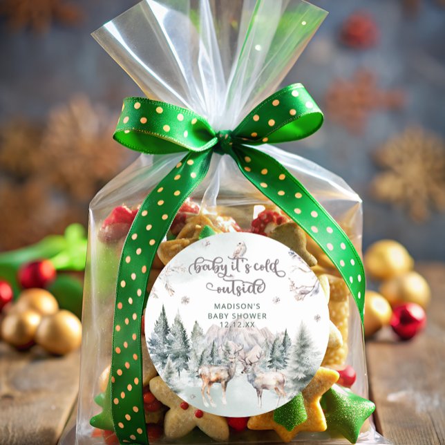 Baby its Cold Outside Woodland Forest Classic Round Sticker (Creator Uploaded)