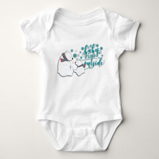 Baby Its Cold Polar Bears Baby Bodysuit (Front)