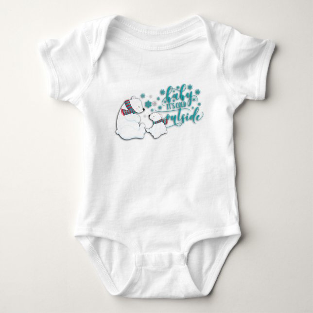 Baby Its Cold Polar Bears Bodysuit (Front)