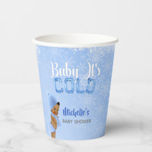 Baby It's Cold Snowflake Blue Boy Shower Paper Cups