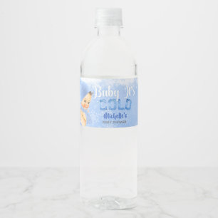 Baby It's Cold Snowflake Winter Blue Boy Shower Water Bottle Label