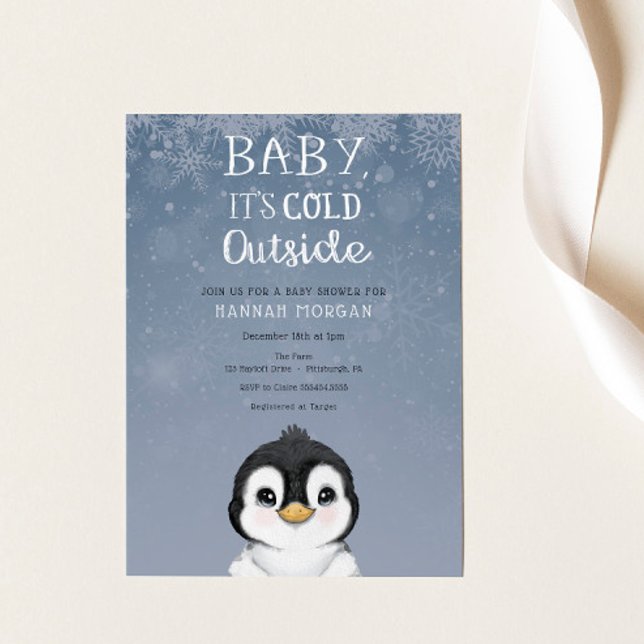 Baby it's Cold Winter Penguin Baby Shower Invitation (Creator Uploaded)