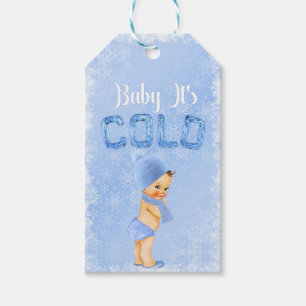 Baby It's Cold Winter Snowflake Blue Boy Shower Gift Tags