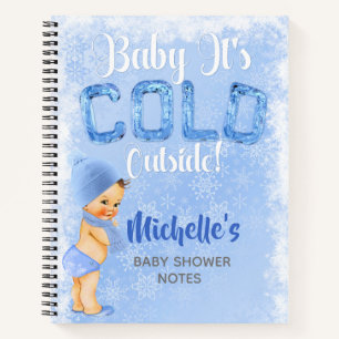 Baby It's Cold Winter Snowflake Blue Boy Shower Notebook