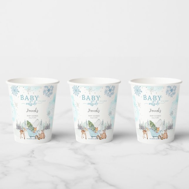 Baby It's Cold Winter Woodland Outside Baby Shower Paper Cups (Multi)