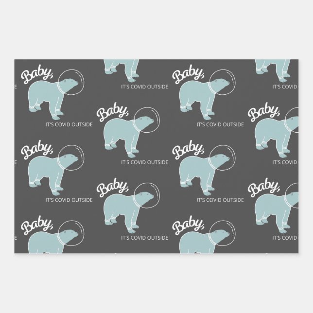 Baby It's Covid Outside Animal Wrapping Paper Sets (Front)