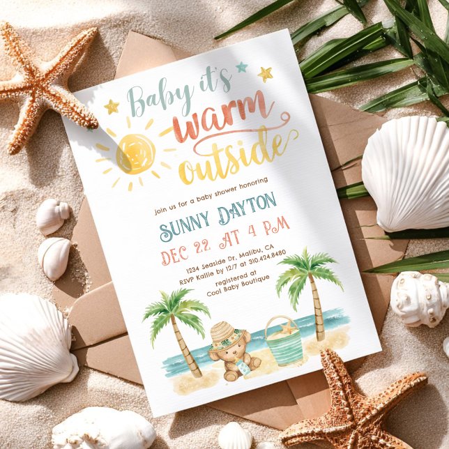 Baby it's Warm Outside Tropical Beach Baby Shower Invitation (Creator Uploaded)