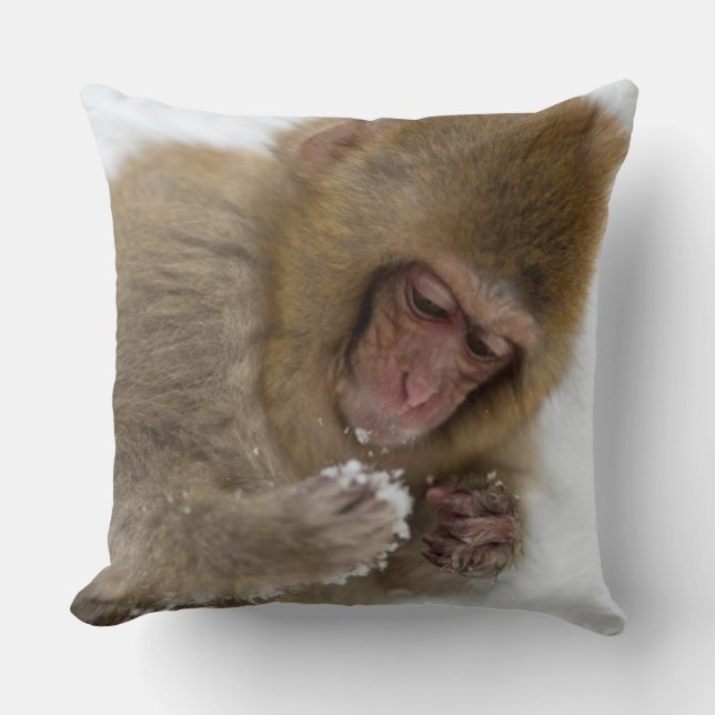 Baby Japanese Macaque | Snow Monkey Cushion (Front)