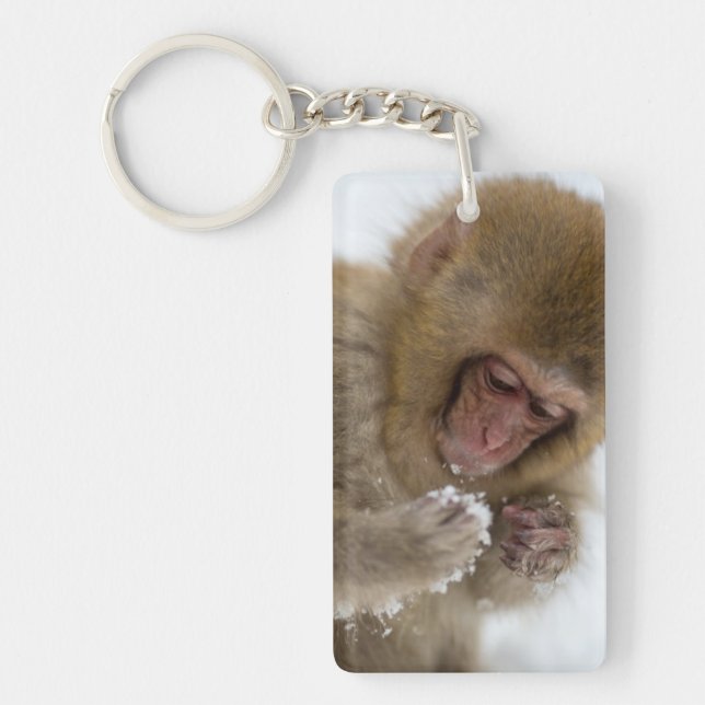 Baby Japanese Macaque | Snow Monkey Key Ring (Front)