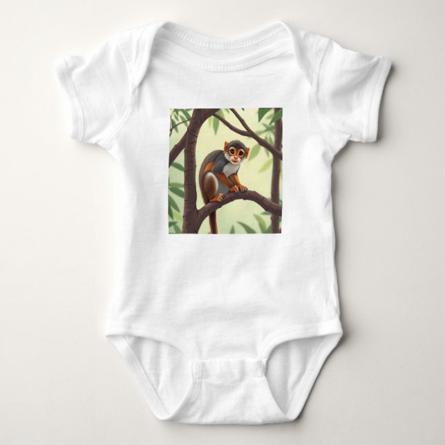Baby Jersey Bodysuit |  Cute Monkey Design (Front)