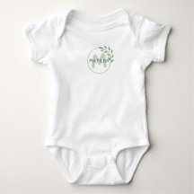 Baby jersey bodysuit in white with sage design