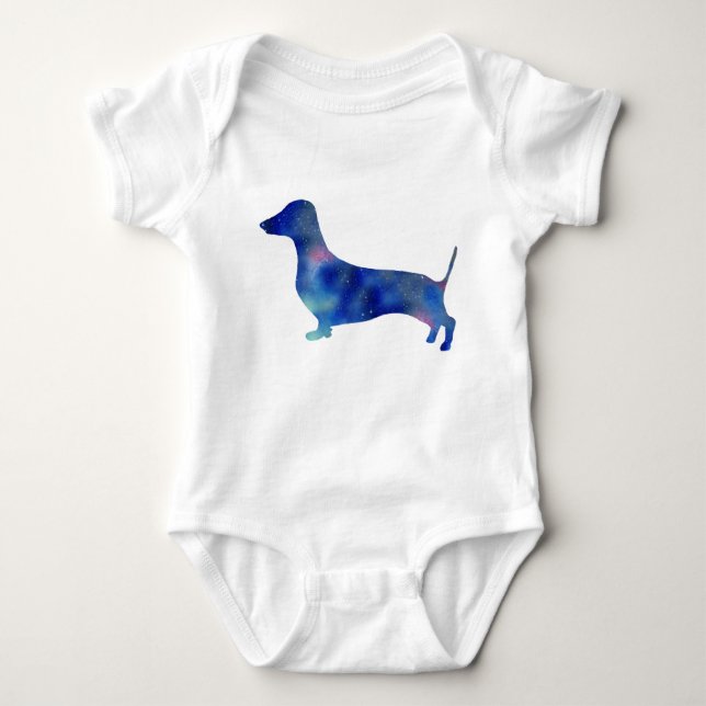 Baby Jersey Bodysuit, White Dachshund Dog Bodysuit (Front)