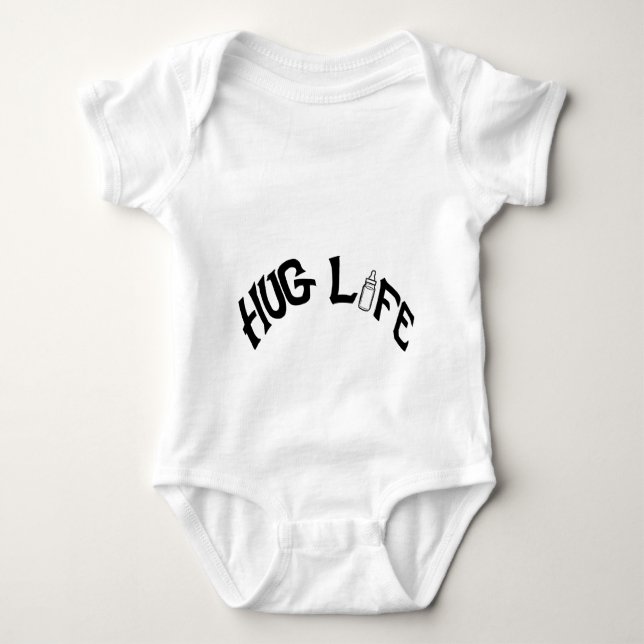 Baby Jersey Bodysuit, White - Hug Life Bodysuit (Front)
