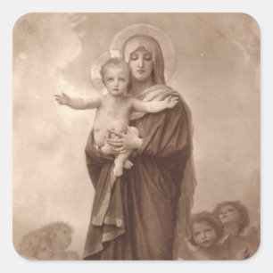 Baby Jesus and Mother Mary Square Sticker