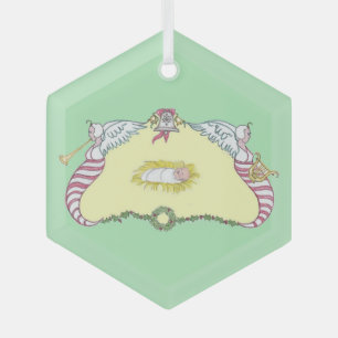 Baby Jesus Cartouche Glass Tree Decoration