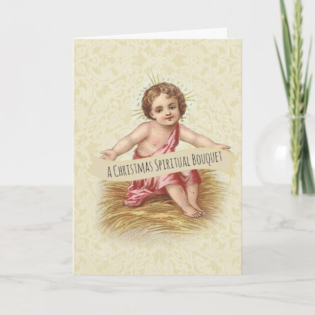 Baby Jesus Christmas Spiritual Bouquet Prayers Card (Front)