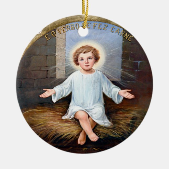 Baby Jesus decorative artwork Ceramic Tree Decoration (Front)