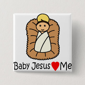 Baby Jesus Heart (Loves) Me 15 Cm Square Badge