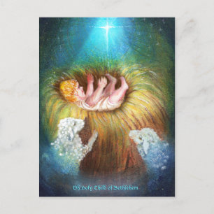 Baby Jesus in a manger Holiday Postcard