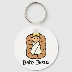 Baby Jesus In A Manger Key Ring
