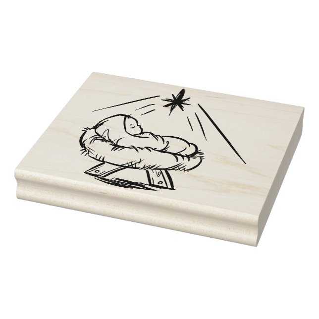 Baby Jesus in a manger pattern art stamp (Stamp)