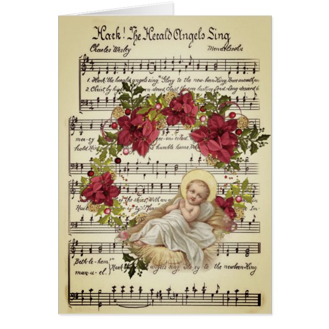 Baby Jesus in Manger Christmas Floral Sheet Music (Front)