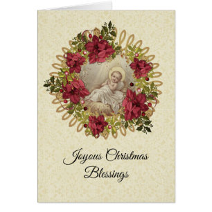Baby Jesus in Manger Christmas Floral Wreath