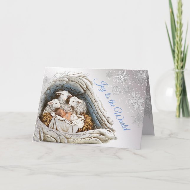 Baby Jesus in the Manager Religious Christmas Card (Front)