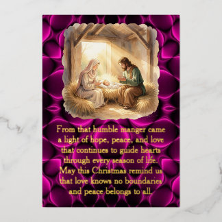 Baby Jesus in the Manger Christmas Foil Card