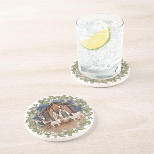 Baby Jesus in the Manger Nativity Coaster