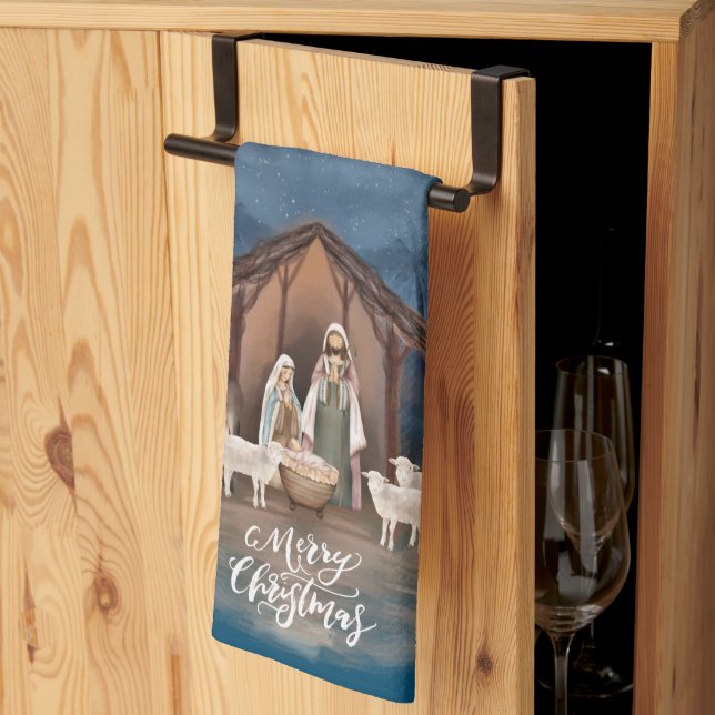 Baby Jesus in the Manger Nativity Kitchen Towel (Thirds Fold)