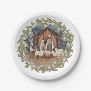 Baby Jesus in the Manger Nativity Paper Plate