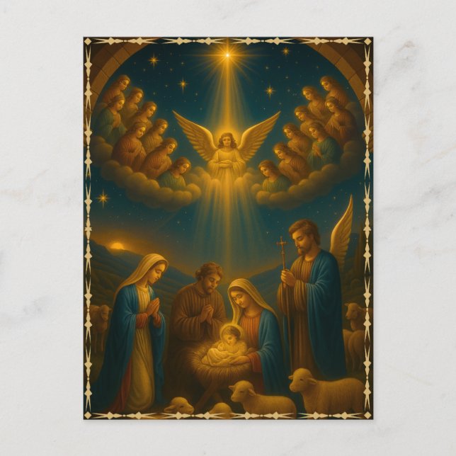 Baby Jesus in the Manger Nativity Scene Photo Holiday Postcard (Front)