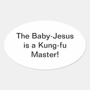 Baby-Jesus Kung-fu Hankamer Artjunkhaus Comic Art Oval Sticker