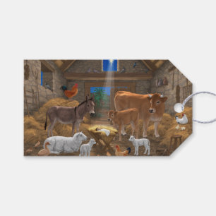 Baby Jesus Manger Holy Night Christmas Nativity Gift Tags