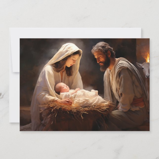 Baby Jesus Mary Joseph Nativity Merry Christmas Holiday Card (Front)