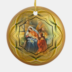 Baby Jesus, Mary & Joseph, The Holy Family, Angel Ceramic Tree Decoration