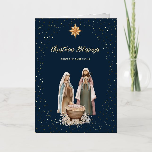 Baby Jesus Nativity Christian Foil Holiday Card (Front)