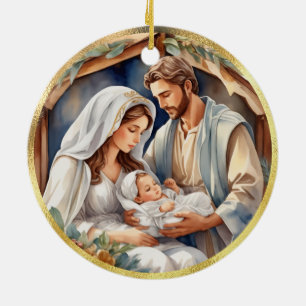Baby Jesus Nativity Holiday Card Ceramic Tree Decoration
