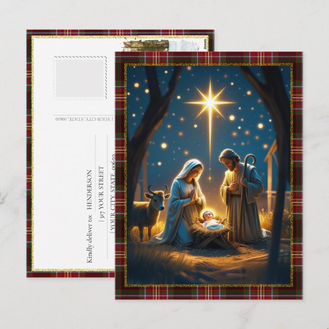Baby Jesus Nativity Scene Photo Merry Christmas  Holiday Postcard (Front/Back)