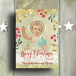 Baby Jesus religious vintage Christmas Card<br><div class="desc">Religious Catholic Merry Christmas card</div>