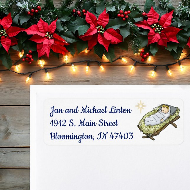 Baby Jesus Star Personalise Return Address Label (Creator Uploaded)