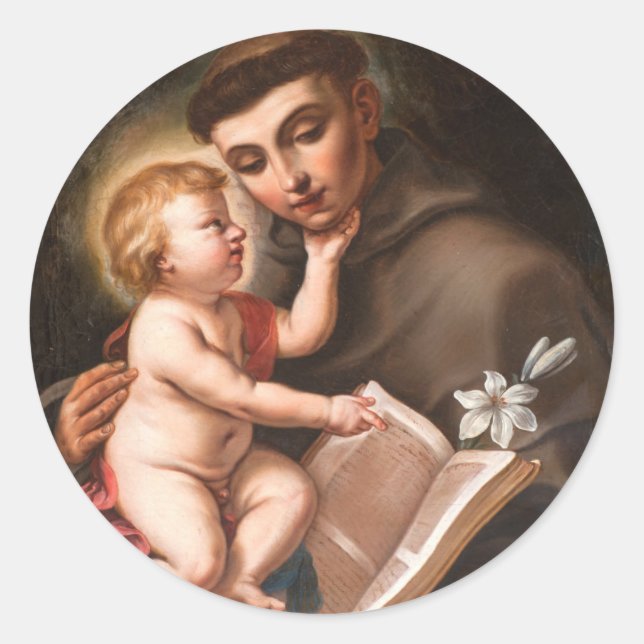 Baby Jesus With St. Anthony Of Padua Classic Round Sticker (Front)