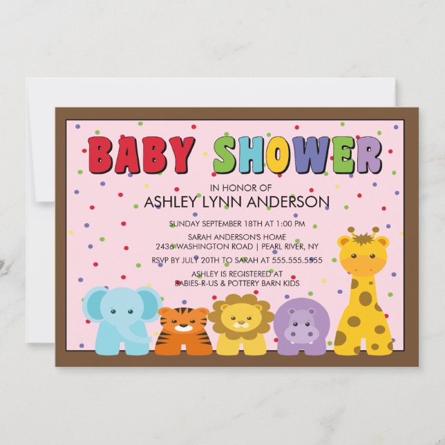 Baby Jungle Animals Baby Shower Invitation (Front)