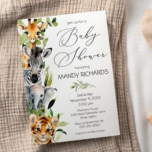 Baby Jungle Animals Baby Shower Invitation (Creator Uploaded)