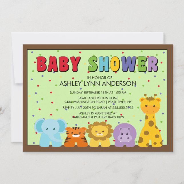 Baby Jungle Animals Baby Shower Invitation (Front)