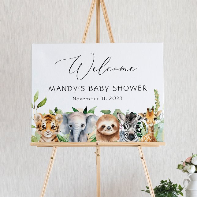 Baby Jungle Animals Baby Shower Welcome Sign (Creator Uploaded)